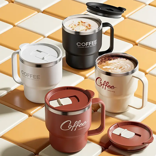 304 Stainless Steel Double Wall Mug / Japanese Style Ergo Mug for Coffee and Tea