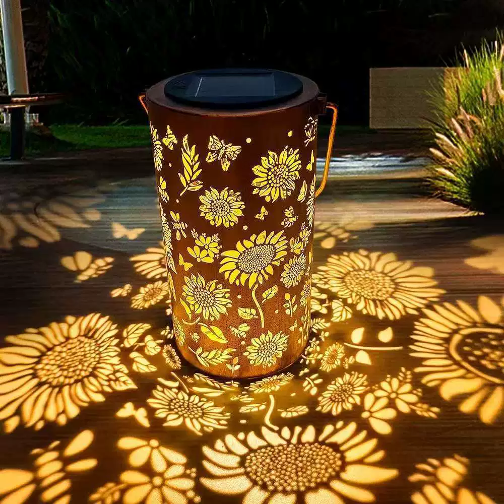 🌞Colorful solar garden lantern with sunflower light effect