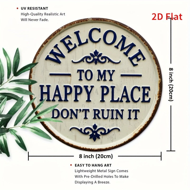 ✨Happy Place – Vintage Statement Metal Sign