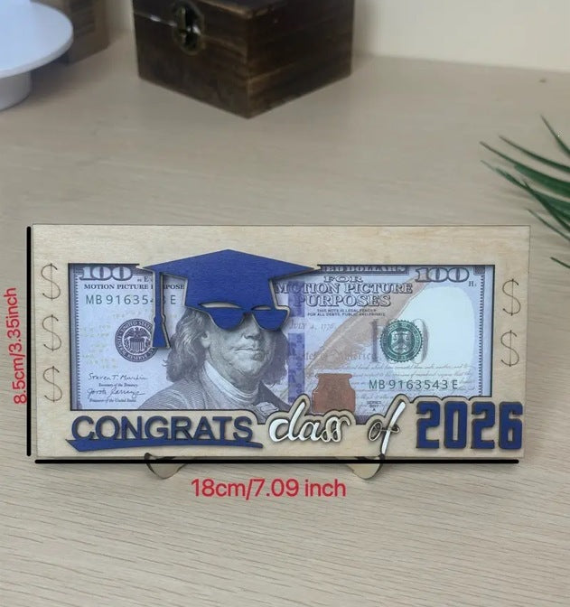 2026 Graduation Money Holder | Wooden Cash Gift Box – Unique Graduation Keepsake for High School or College Grad