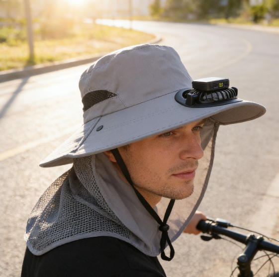 The Solar Cooling Hat | Wide Brim + Built-in Fans – Perfect for Gardening, Greenhouse, Picking & Outdoor Work