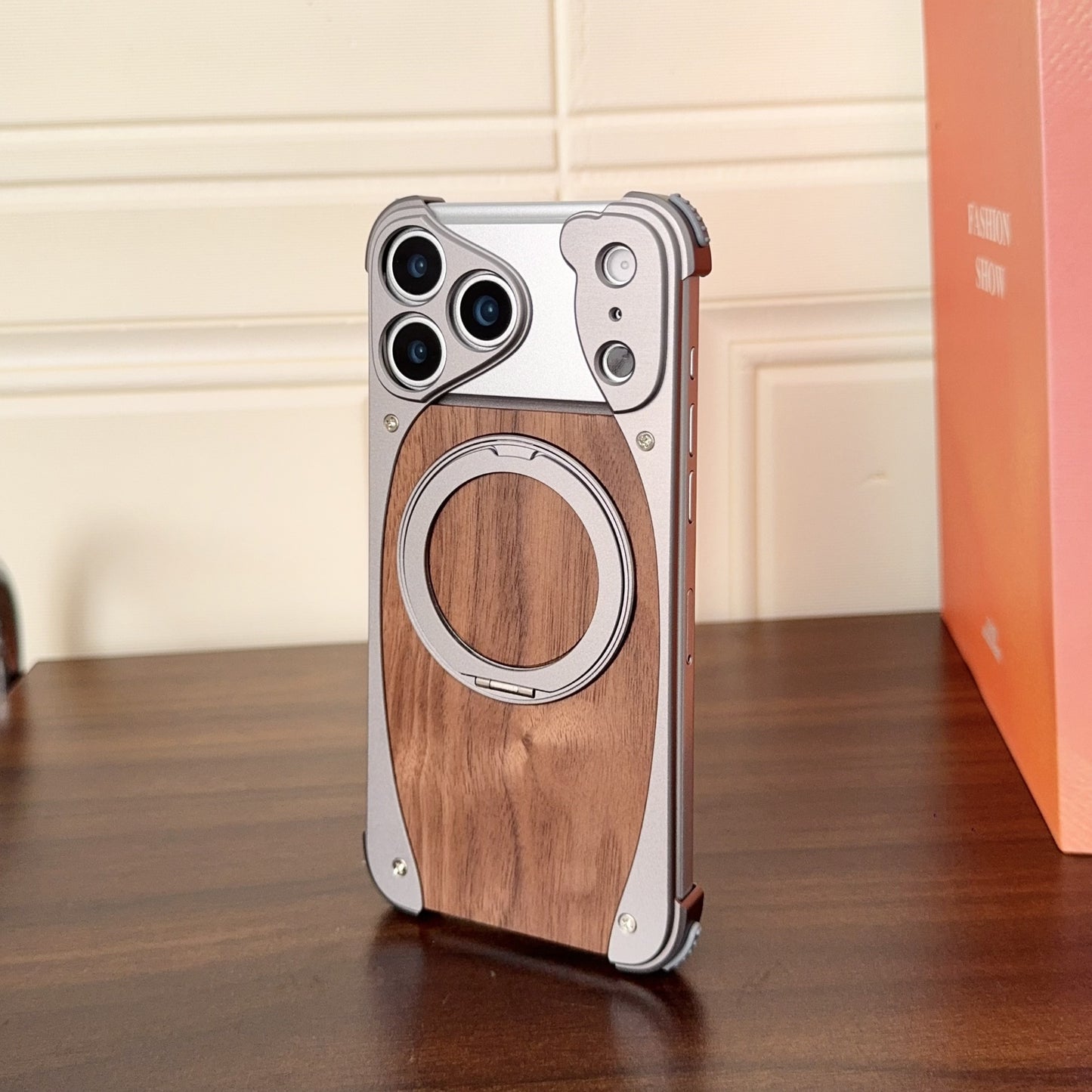 Metal Frame Walnut Wood Phone Case for iPhone - No Bulk, All Elegance