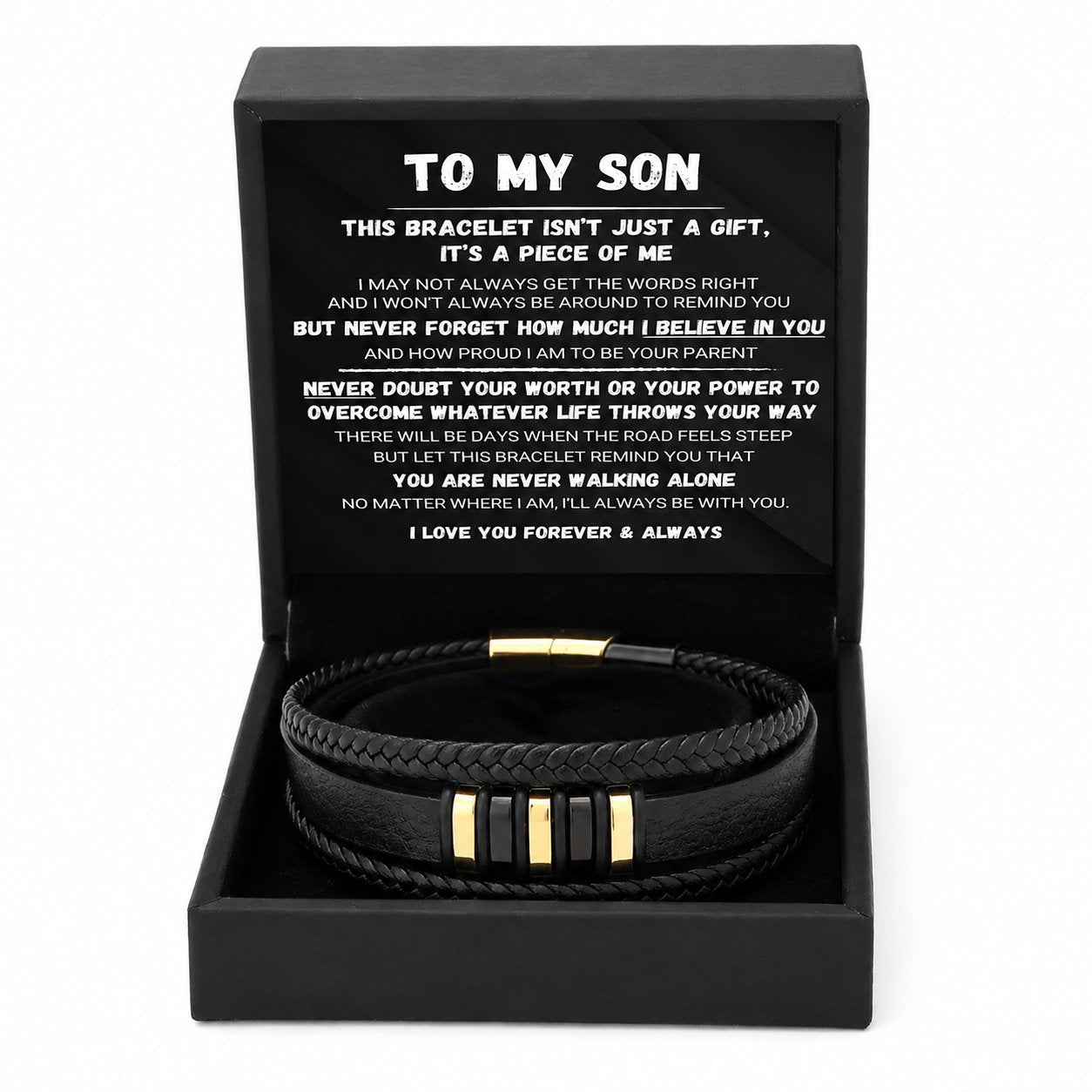 🖤For my son — "Never Walk Alone" Braided Bracelet Set