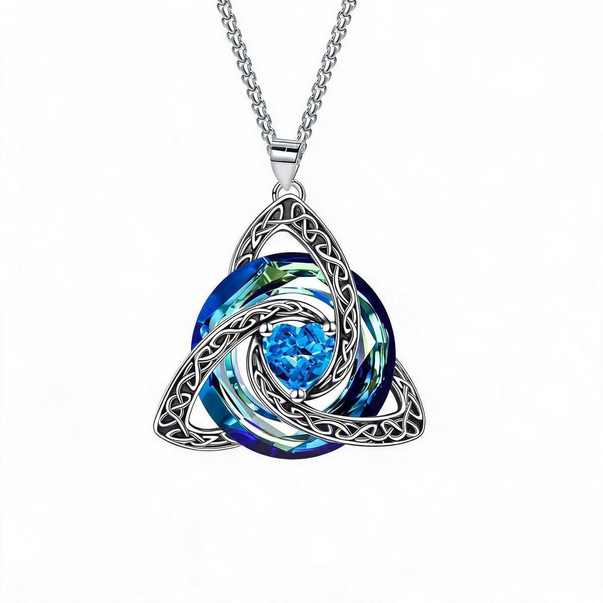 ๐๐ฎ Necklace with Celtic Trinity knot and birthstone