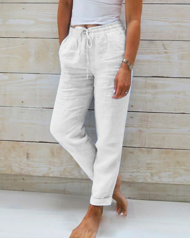 ๐ธ SPECIAL PRICE โ TODAY ONLY!! ๐ธ Women's trousers made of cotton and linen with elastic waistband