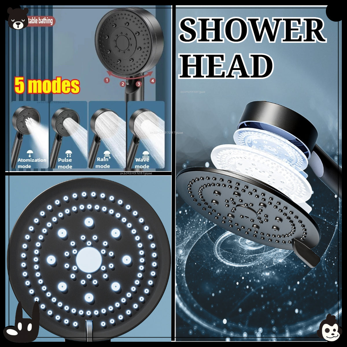 Pressurized Shower Head / Powerful Energy Saving Shower for Bathroom