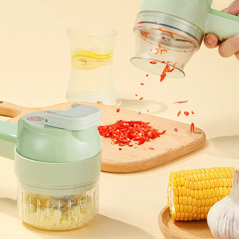 Gatling Electric Multifunctional Chopper / 4-in-1 Cordless Vegetable Grater and Garlic Crusher