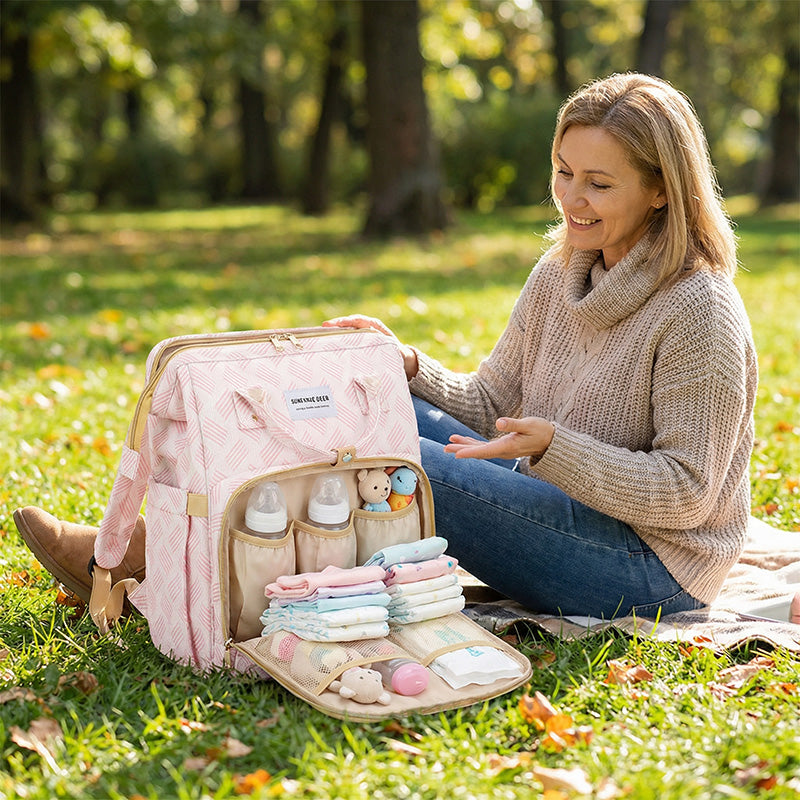 👶Mommy Diaper Bag Backpack – Large Capacity, Lightweight, Multifunctional, USB Charging, Waterproof