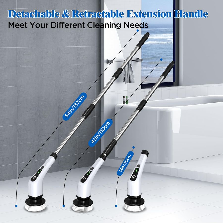 9-in-1 Cordless Electric Cleaning Brush / Telescopic Handle Multi-Function Brush for the Whole Home