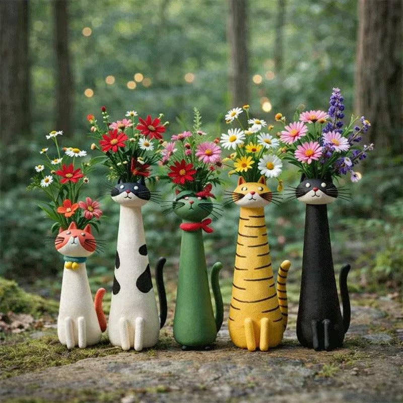 The Whimsy Cat Vessel | Ceramic Flower Holder – Cute, Curious & Ready to Bloom