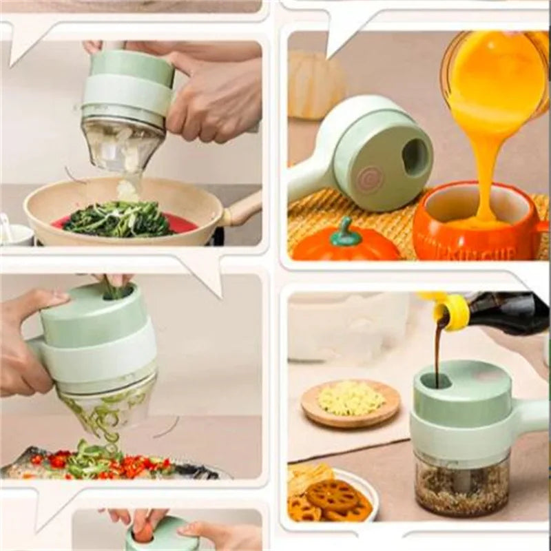 Gatling Electric Multifunctional Chopper / 4-in-1 Cordless Vegetable Grater and Garlic Crusher