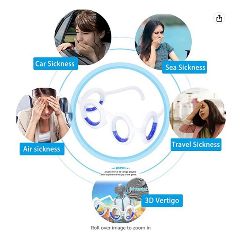 The Travel Anti Nausea Glasses- Suit for Old/ Adults/ Children Outdoor Travel | Motion Sickness Relief for Car Boat Plane + 3D Game Vertigo Fix
