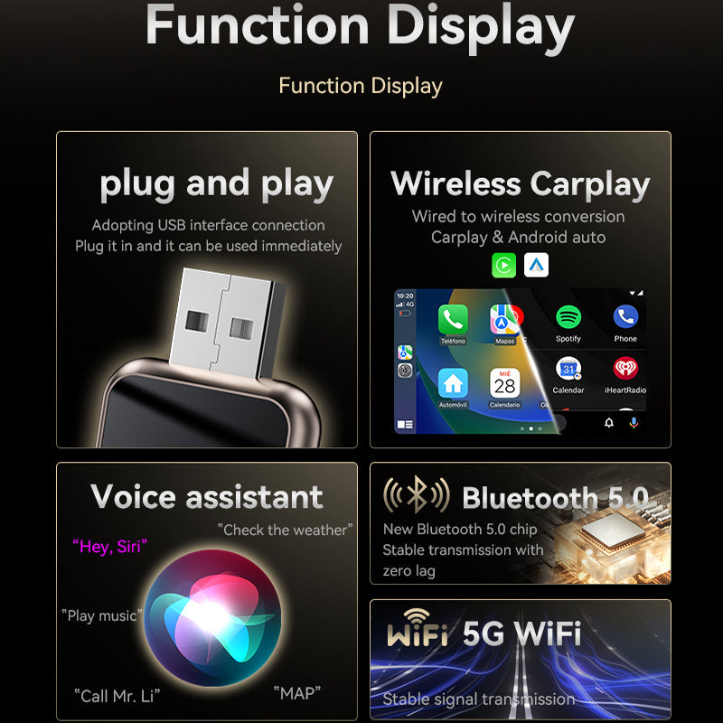 Wireless 2-in-1 CarPlay & Android Auto Adapter / Smart Car Connection Box