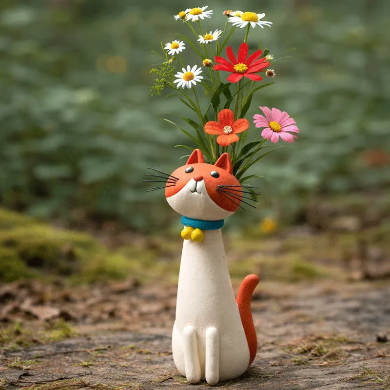 The Whimsy Cat Vessel | Ceramic Flower Holder – Cute, Curious & Ready to Bloom