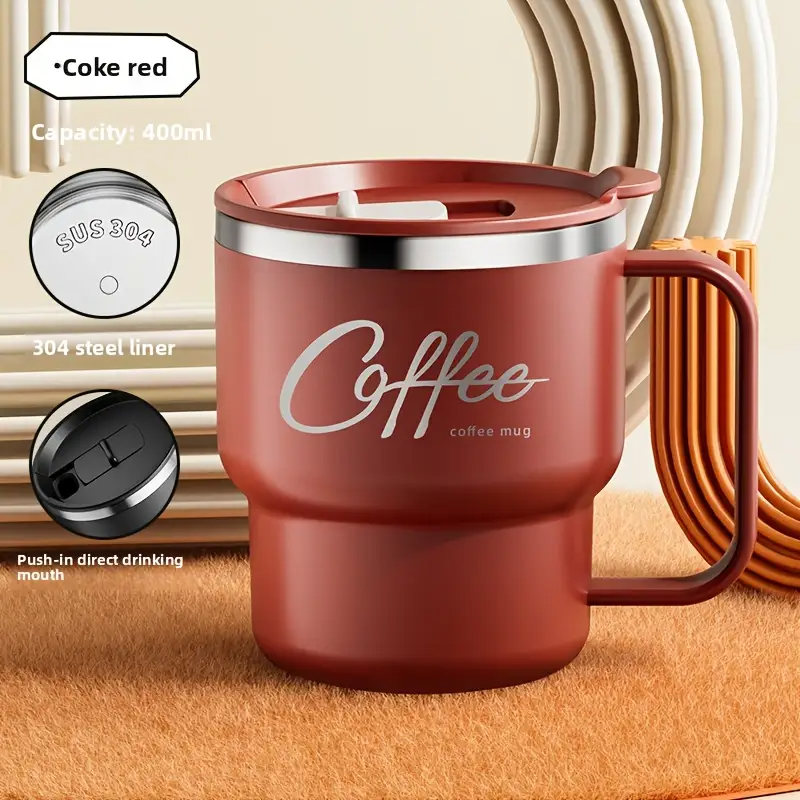 304 Stainless Steel Double Wall Mug / Japanese Style Ergo Mug for Coffee and Tea