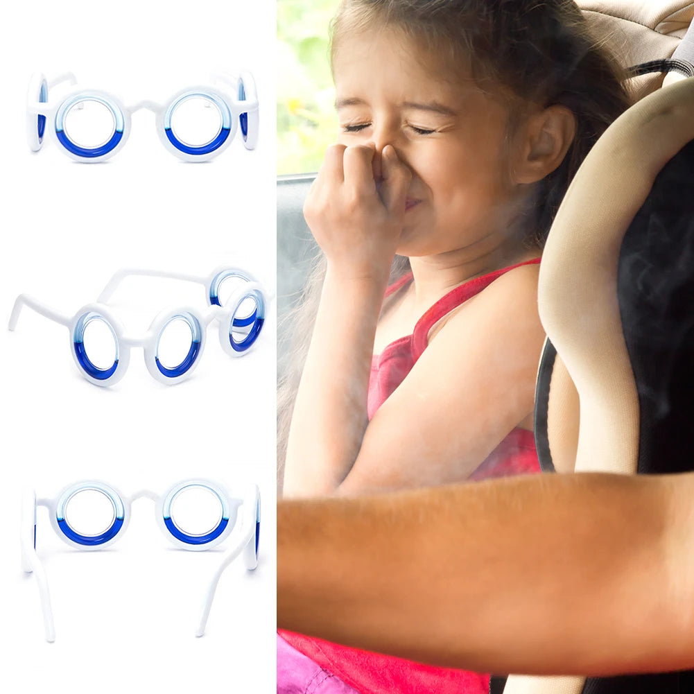 The Travel Anti Nausea Glasses- Suit for Old/ Adults/ Children Outdoor Travel | Motion Sickness Relief for Car Boat Plane + 3D Game Vertigo Fix