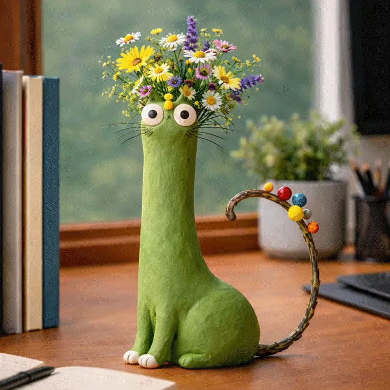 The Whimsy Cat Vessel | Ceramic Flower Holder – Cute, Curious & Ready to Bloom
