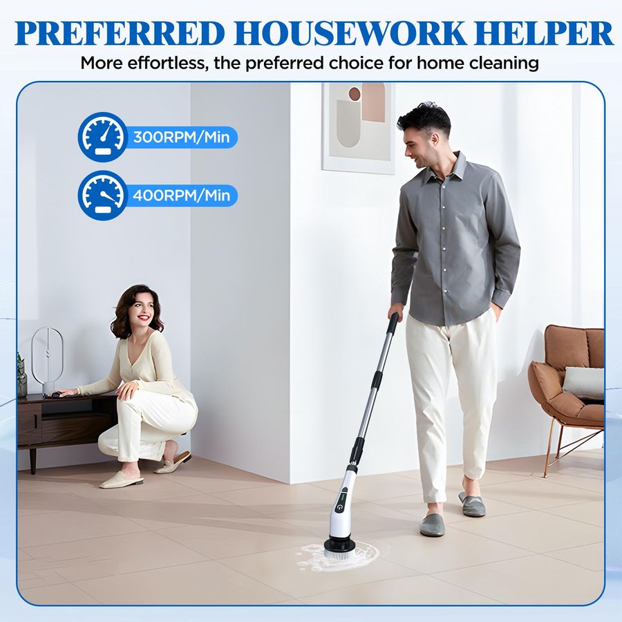 9-in-1 Cordless Electric Cleaning Brush / Telescopic Handle Multi-Function Brush for the Whole Home
