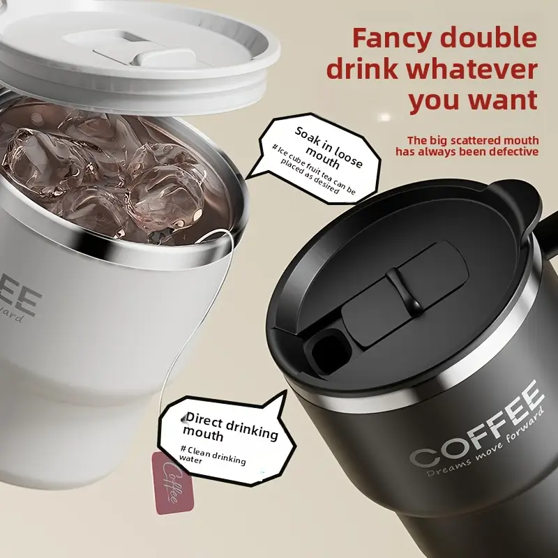 304 Stainless Steel Double Wall Mug / Japanese Style Ergo Mug for Coffee and Tea