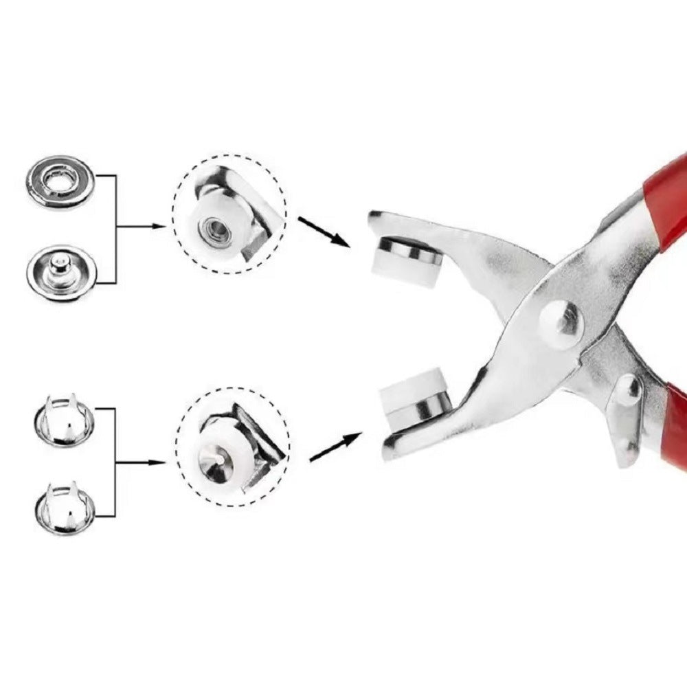200-Piece Metal Snap Buttons Kit | 5-Claw Fasteners + Pliers Tool – All the Snaps You'll Ever Need