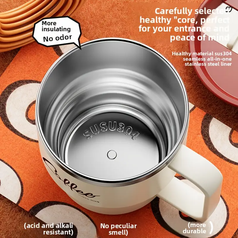 304 Stainless Steel Double Wall Mug / Japanese Style Ergo Mug for Coffee and Tea