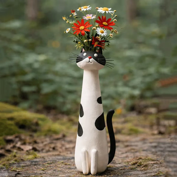 The Whimsy Cat Vessel | Ceramic Flower Holder – Cute, Curious & Ready to Bloom