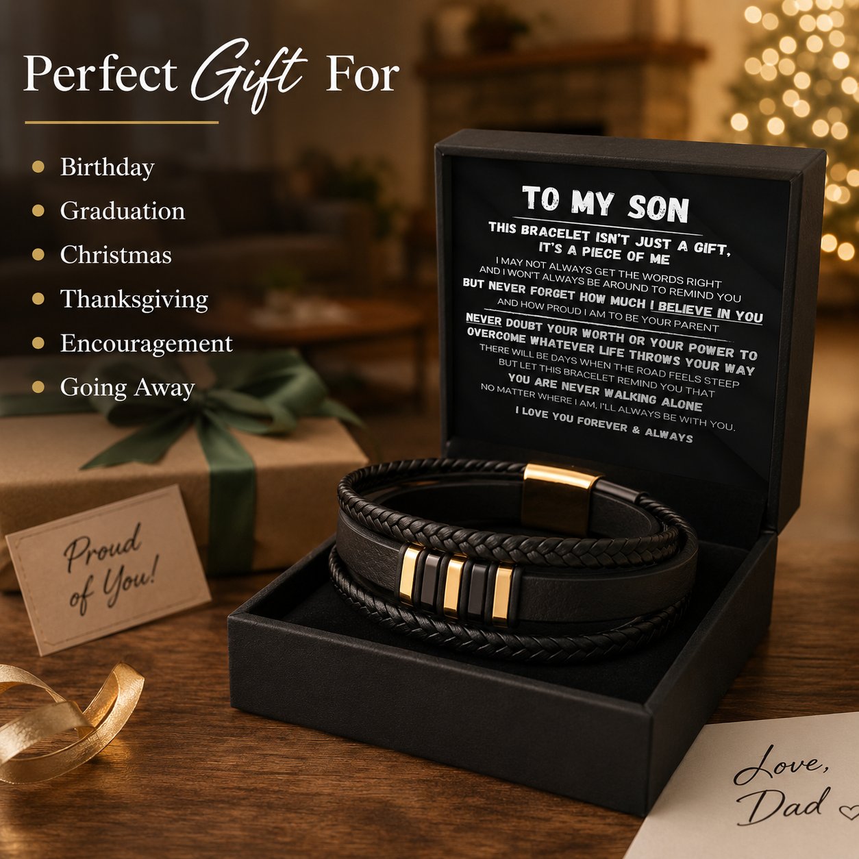 🖤For my son — "Never Walk Alone" Braided Bracelet Set
