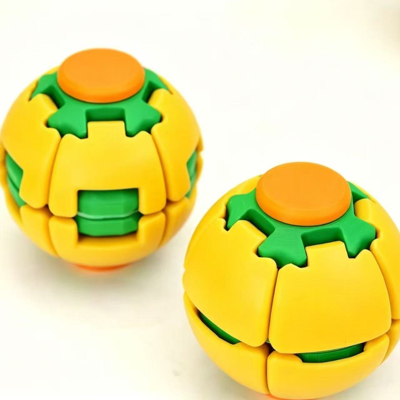 3D Printed Stress Relief Ball: Push & Spin Dual-Play Fidget Toy | Pocket-Sized Desk Decompressor