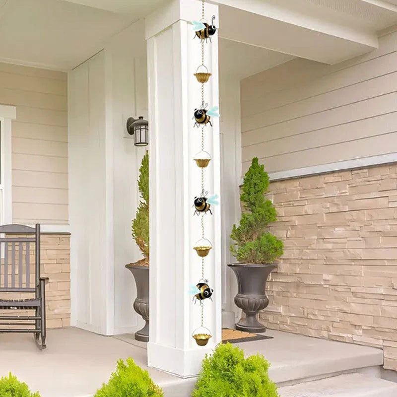 The Bumblebee Rain Chain – Whimsical Metal Garden Decor That Loves the Rain