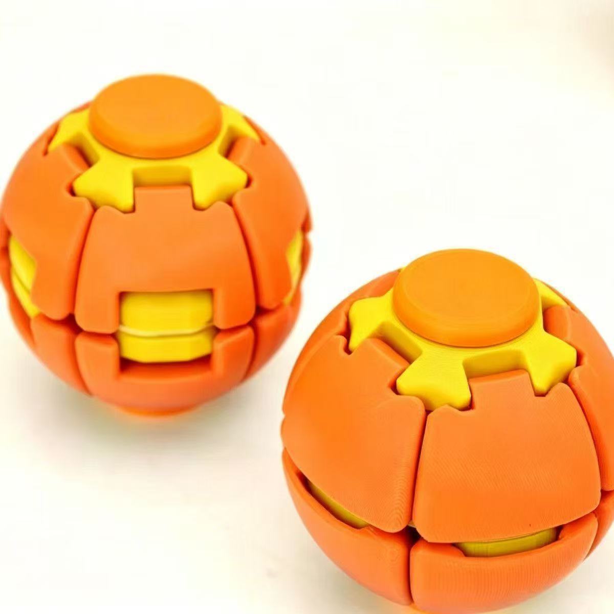 3D Printed Stress Relief Ball: Push & Spin Dual-Play Fidget Toy | Pocket-Sized Desk Decompressor