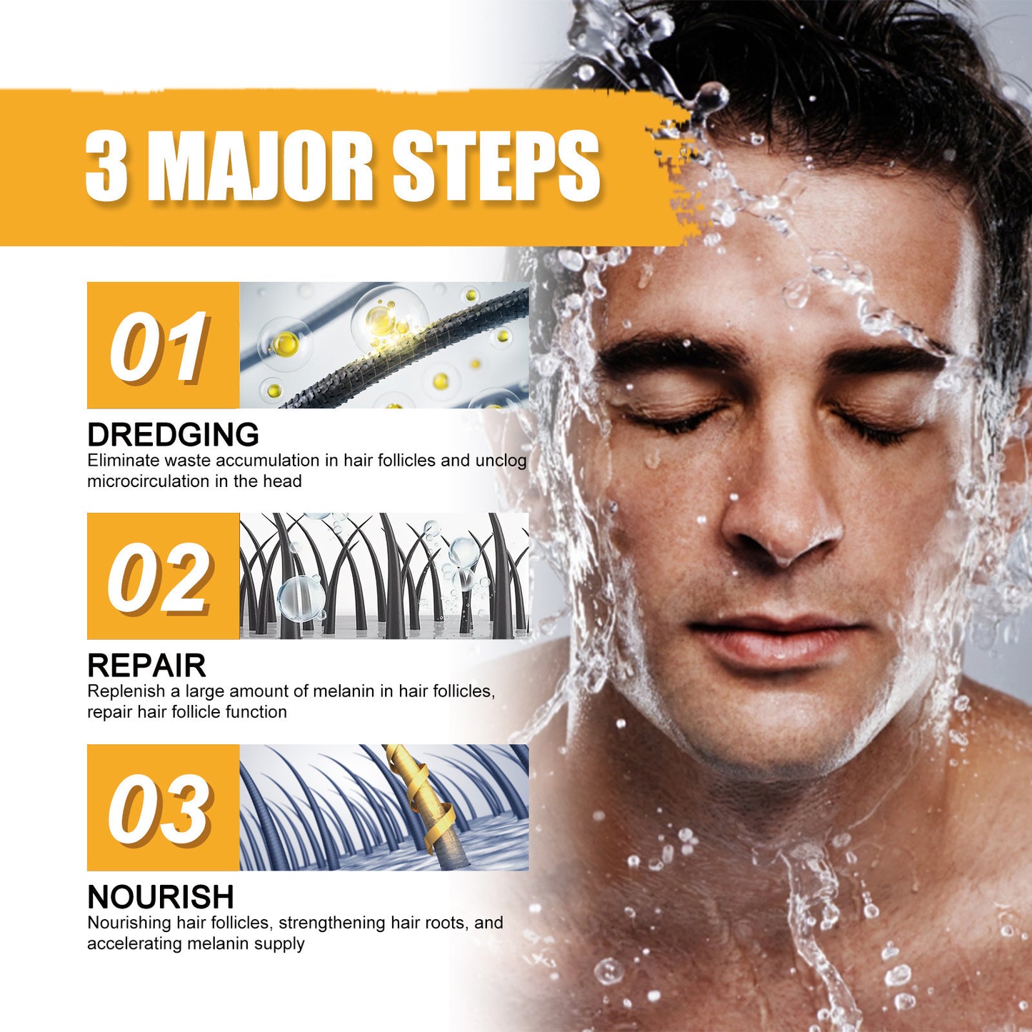 East Moon Men's Shampoo Soap Deep Cleansing Shampoo Nutritional Moisturizing Black Hair Brightening Repair Shampoo Soap
