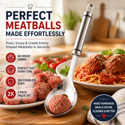 🍝🥄Stainless Steel Meatball Spoon – Make perfect meatballs without messy hands