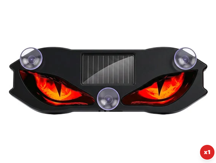 Solar-Powered Dynamic Devil Eyes LED Car Light – Suction Cup Warning Lamp for Trucks &amp; Vehicles