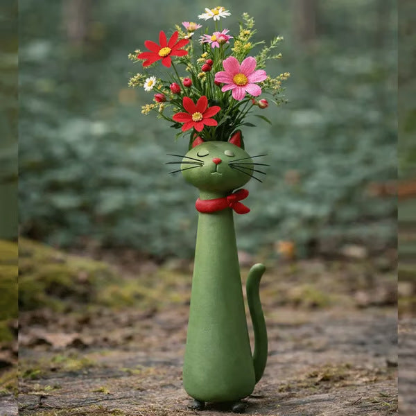 The Whimsy Cat Vessel | Ceramic Flower Holder – Cute, Curious & Ready to Bloom
