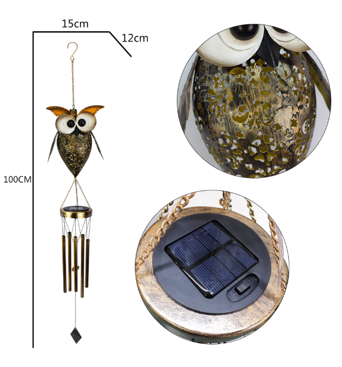 Solar Powered Sun and Moon Shaped Metal Pendant / LED Pattern Outdoor Decoration