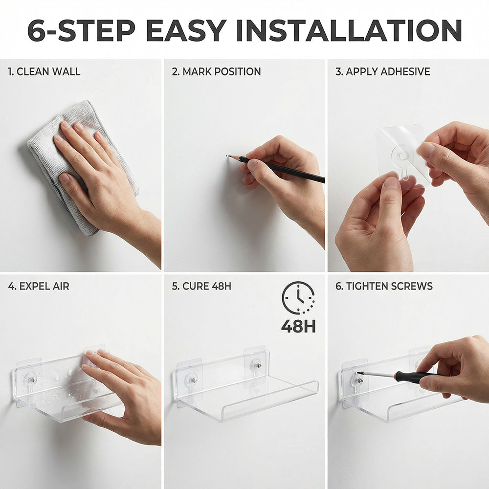 ✨No Drill Acrylic U-Shaped  Wall Shelf