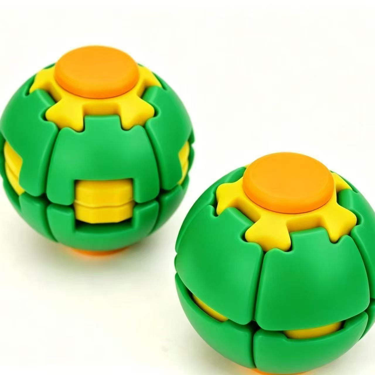3D Printed Stress Relief Ball: Push & Spin Dual-Play Fidget Toy | Pocket-Sized Desk Decompressor