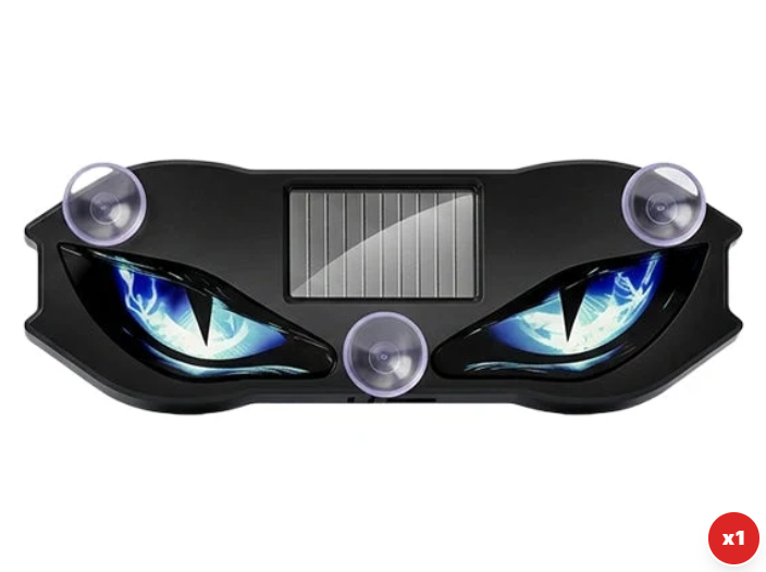 Solar-Powered Dynamic Devil Eyes LED Car Light – Suction Cup Warning Lamp for Trucks &amp; Vehicles
