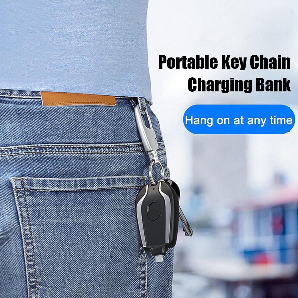 Multi-Functional Mini Keychain Power Bank | Portable Emergency Charger with Built-in Retractable Plug