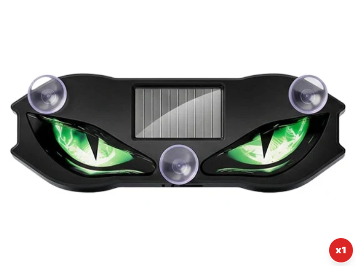 Solar-Powered Dynamic Devil Eyes LED Car Light – Suction Cup Warning Lamp for Trucks &amp; Vehicles