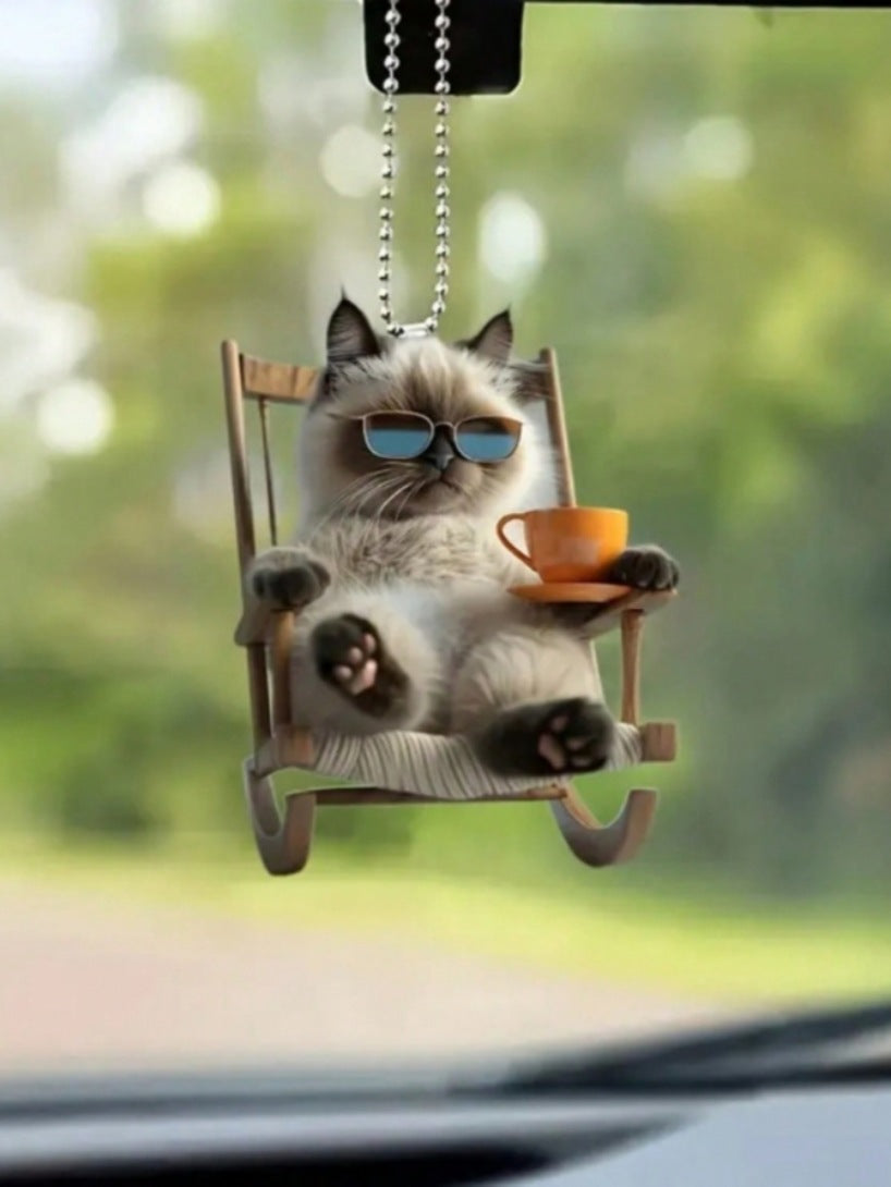 The Couple Cat Pendant | 2D Acrylic Car Charm – Cute Gift for Your Favorite Human