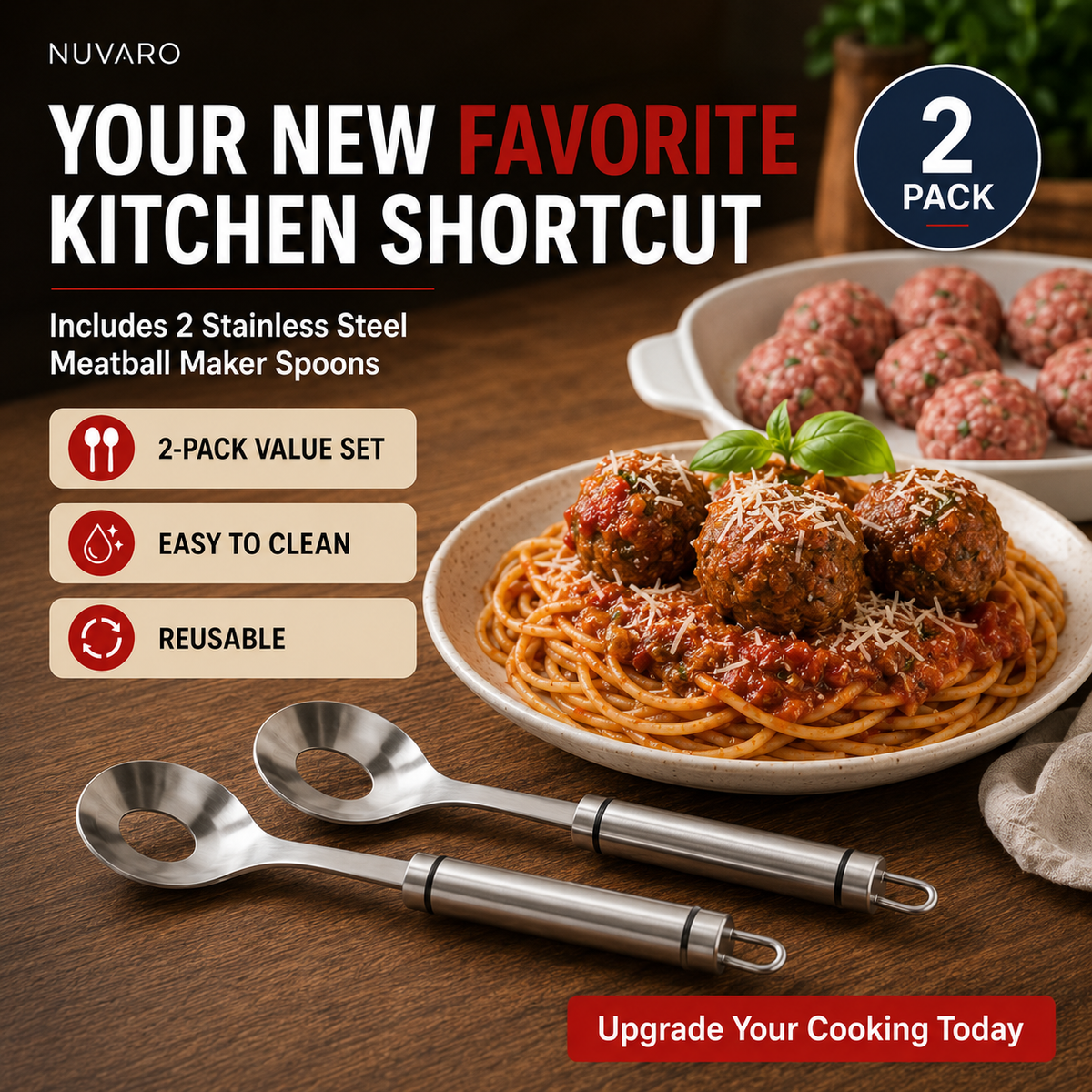 🍝🥄Stainless Steel Meatball Spoon – Make perfect meatballs without messy hands
