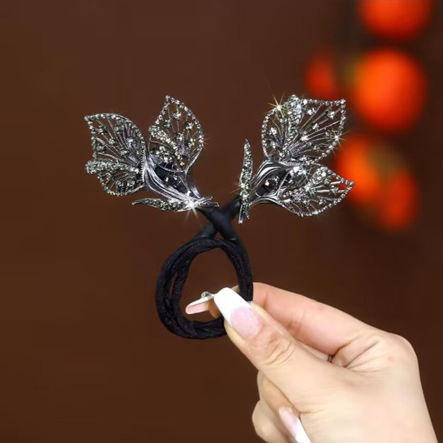 Platinum Plated Zirconia Butterfly Clip / Stylish Hair Clip