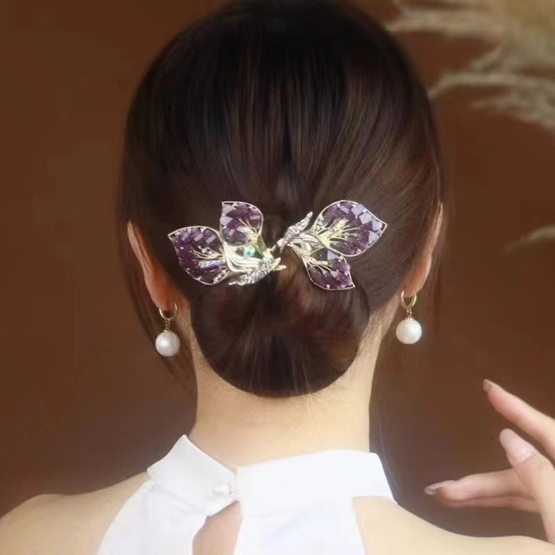 Platinum Plated Zirconia Butterfly Clip / Stylish Hair Clip