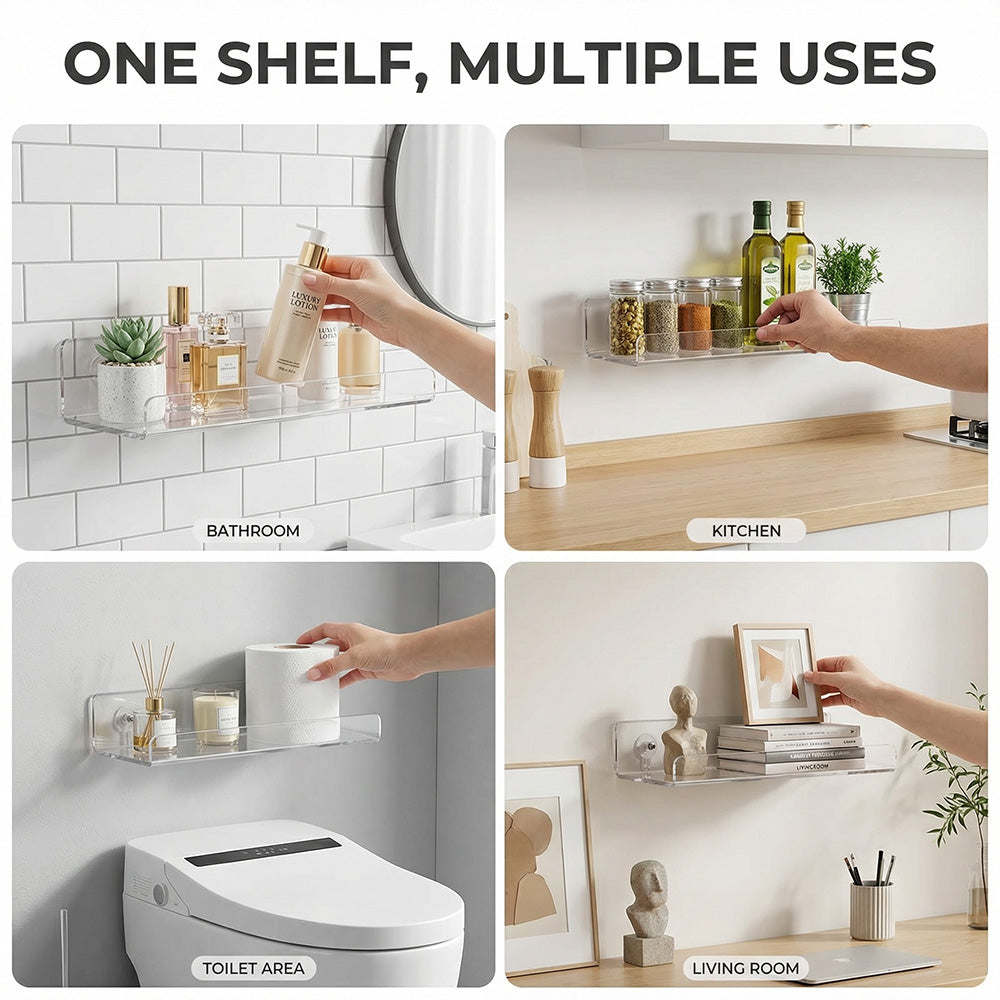 ✨No Drill Acrylic U-Shaped  Wall Shelf