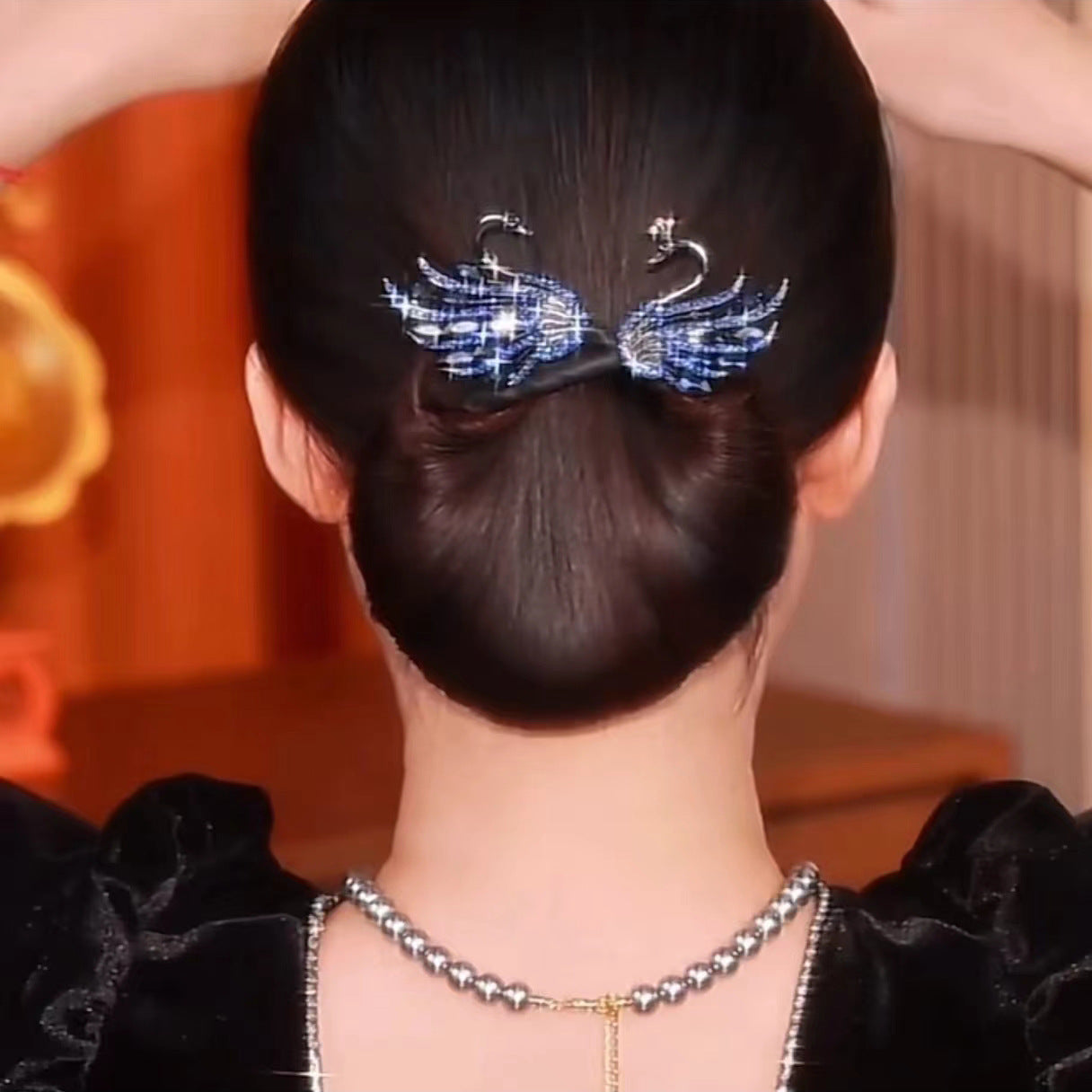 Platinum Plated Zirconia Butterfly Clip / Stylish Hair Clip