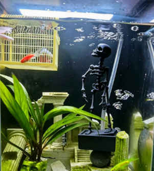 Aquarium Dancing Skeleton Bubbler Decoration