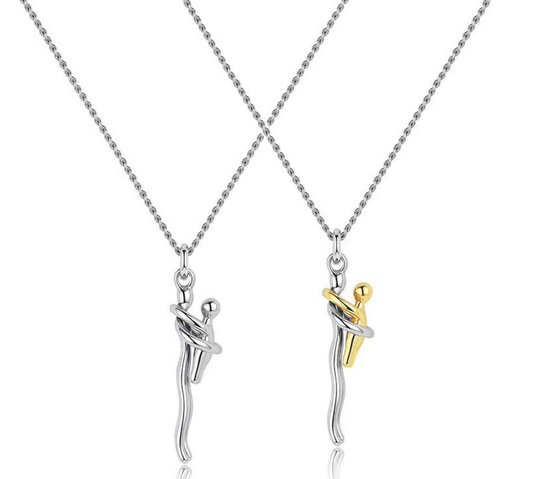 Mother Child Embrace Pendant Necklace | Parent Kid Holding Hands Charm – Sentimental Gift for Mother's Day Father's Day