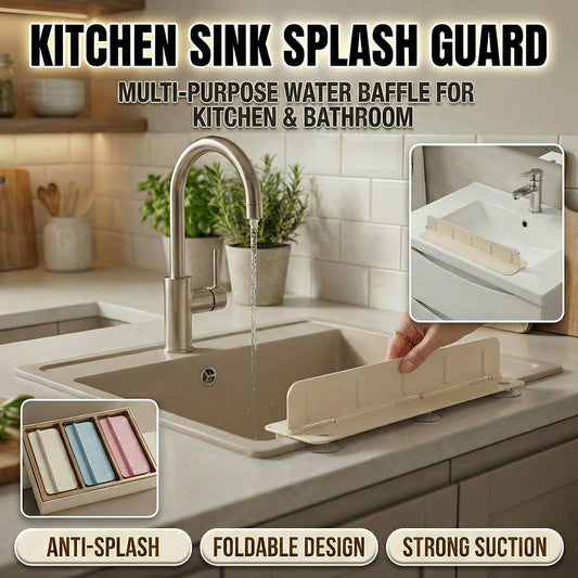 Stop Water Everywhere | Kitchen Sink Splash Guard – Keeps Countertops Dry, Clean & Oil-Free