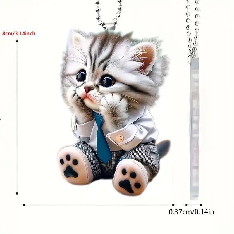 The Couple Cat Pendant | 2D Acrylic Car Charm – Cute Gift for Your Favorite Human